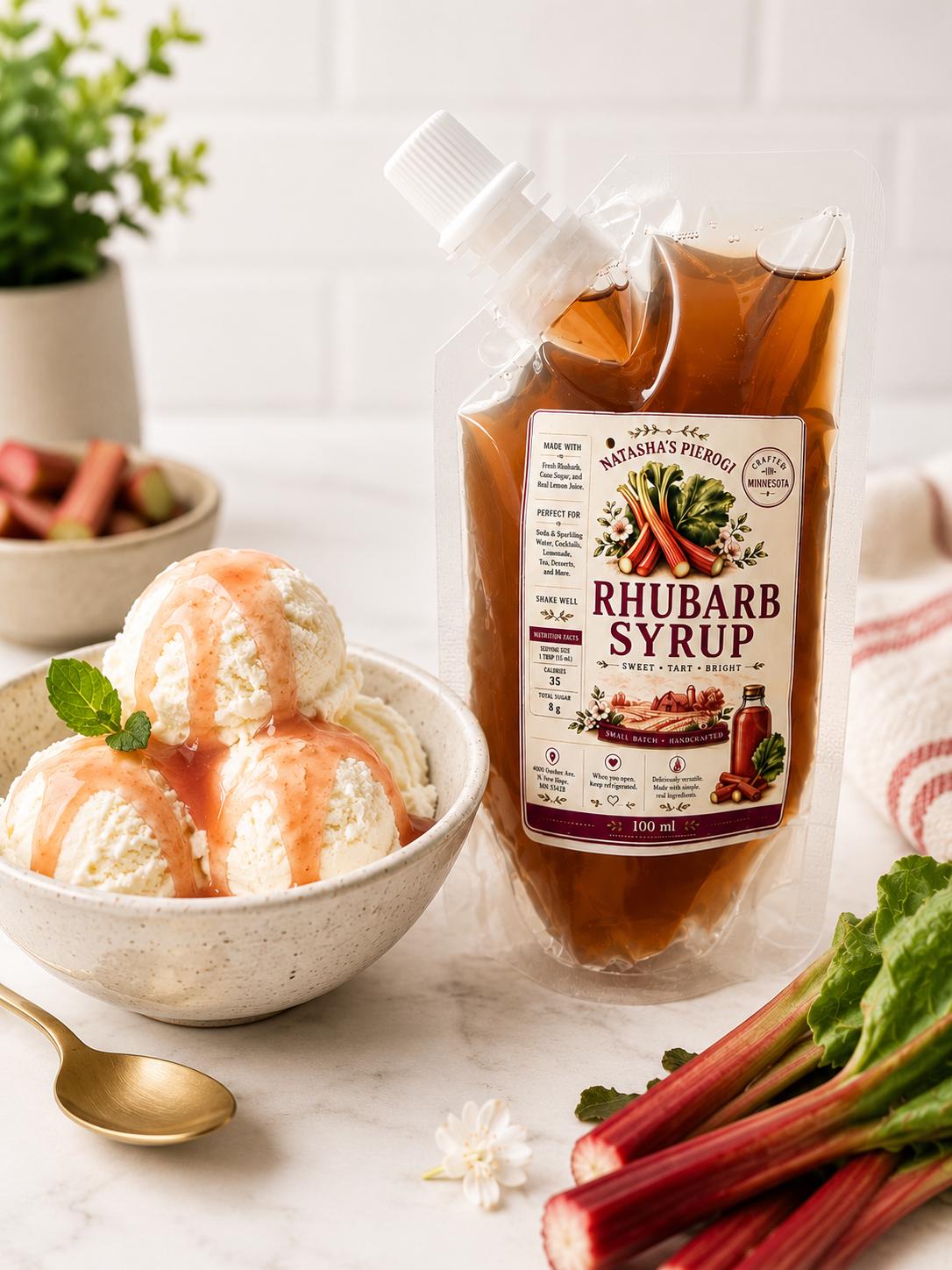 Homemade Rhubarb Syrup | Small Batch Fruit Syrup | Cocktail Mixer | Italian Soda Syrup | Pancake & Dessert Topping | Minnesota Made Gift __etsy:8161851879