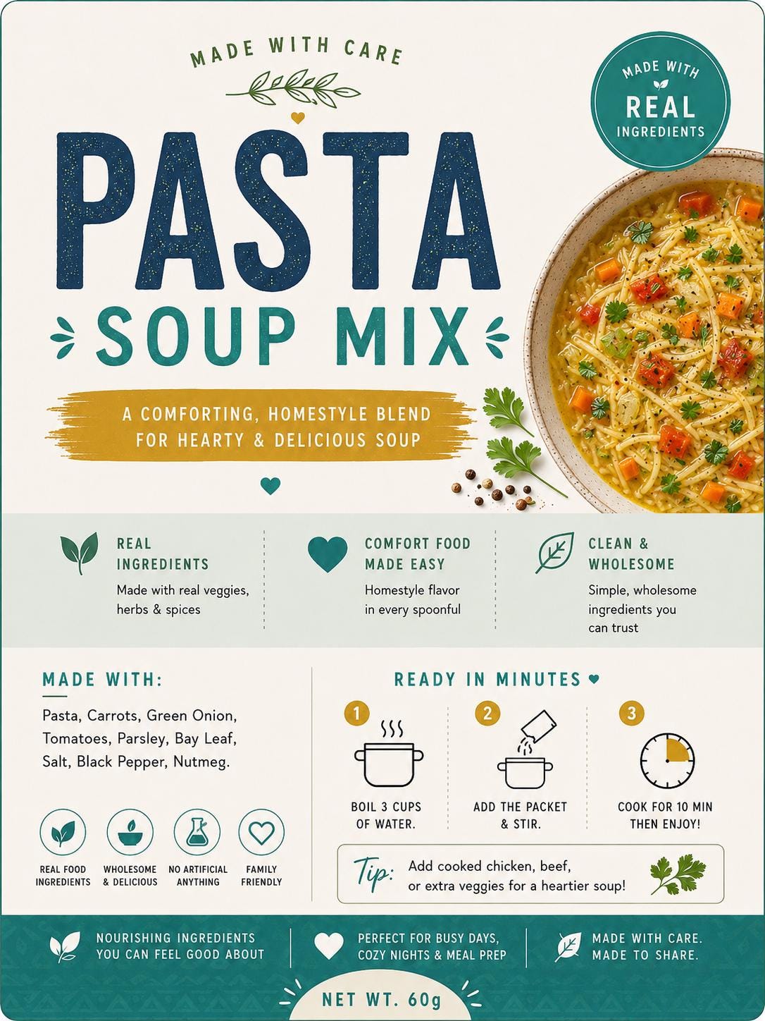 Pasta Soup Mix, Homemade Dry Soup Mix, Camping/Hiking Meal, Comfort Food Gift, Housewarming Gift, Pantry Staple, Easy Dinner Mix __etsy:8072355103