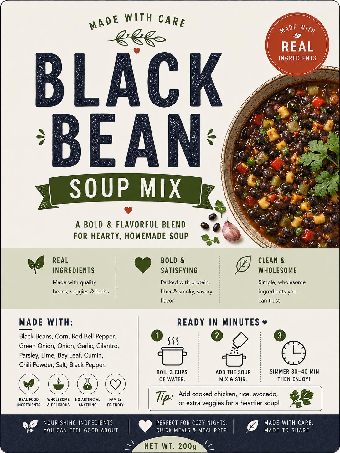 Black Bean Soup Mix | Camping/Hiking Meal | Comfort Food | Southwest Style Bean Soup , Housewarming Gift |  Pantry Staple | Easy Dinner Mix __etsy:8113593455