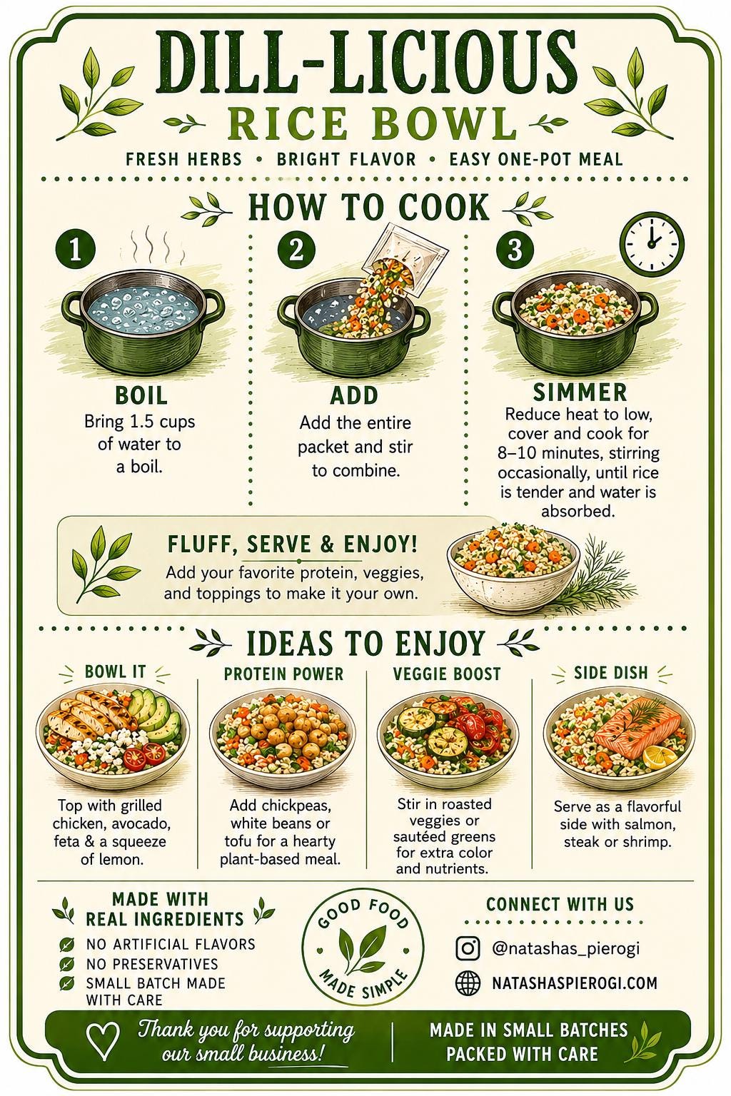Dill-Licious Rice Bowl Mix | Herby One Pot Rice Dinner | Get Well Soon Gift | Care Package Meal | Easy Pantry Dinner | Dill Rice Mix __etsy:8065891722