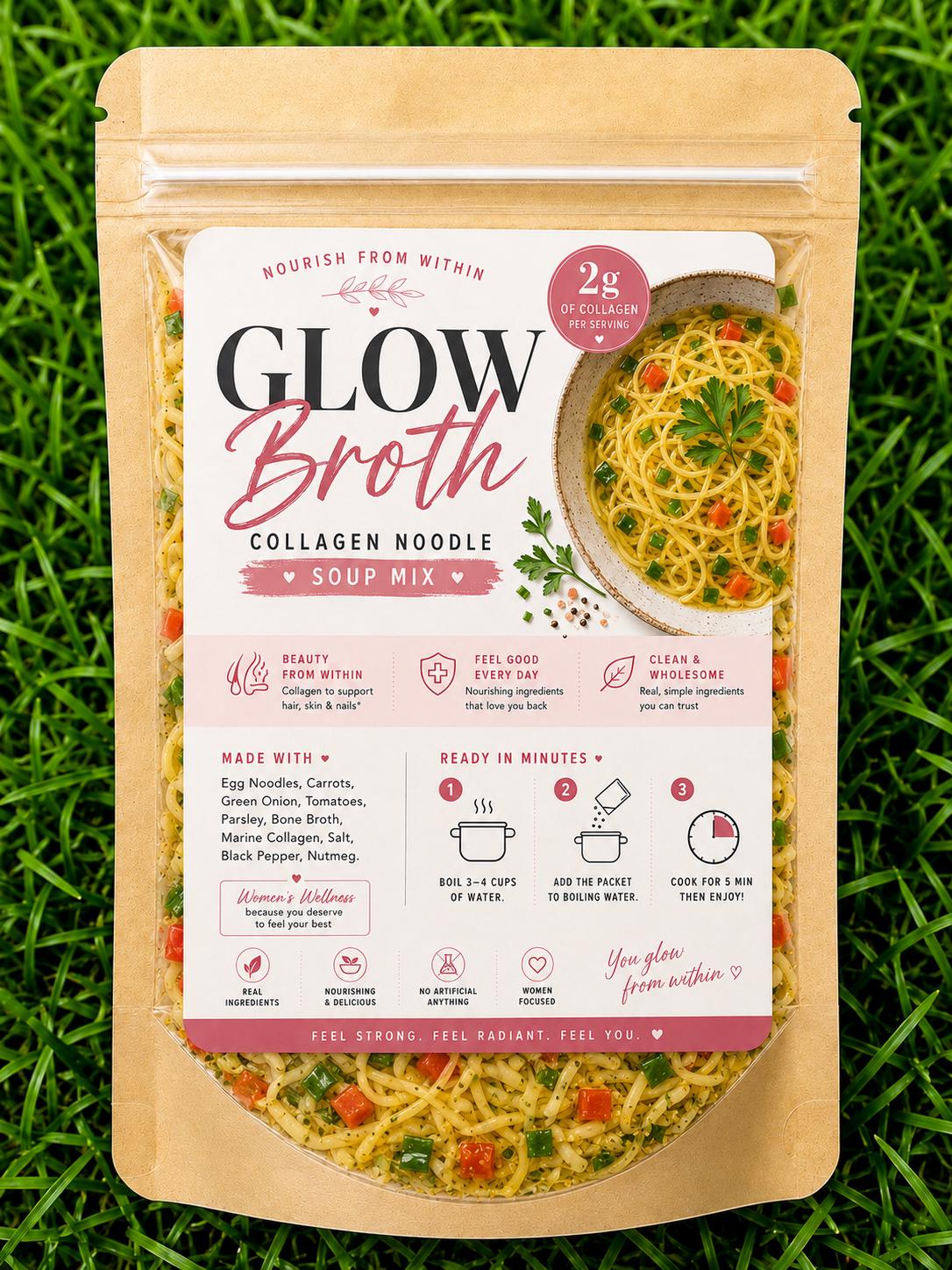 Glow Broth Collagen Noodle Soup Mix | Beauty Boosting Wellness Soup with Collagen | Healthy Gift | Bone Broth Wellness Soup __etsy:8024386594