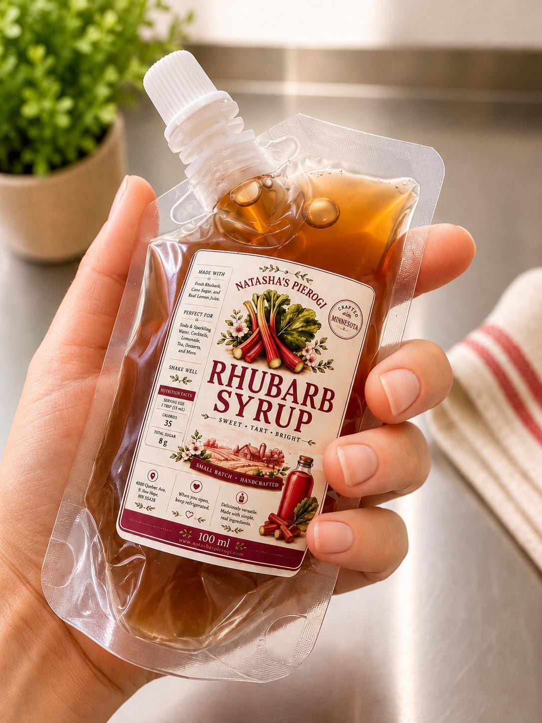 Homemade Rhubarb Syrup | Small Batch Fruit Syrup | Cocktail Mixer | Italian Soda Syrup | Pancake & Dessert Topping | Minnesota Made Gift __etsy:8113945724