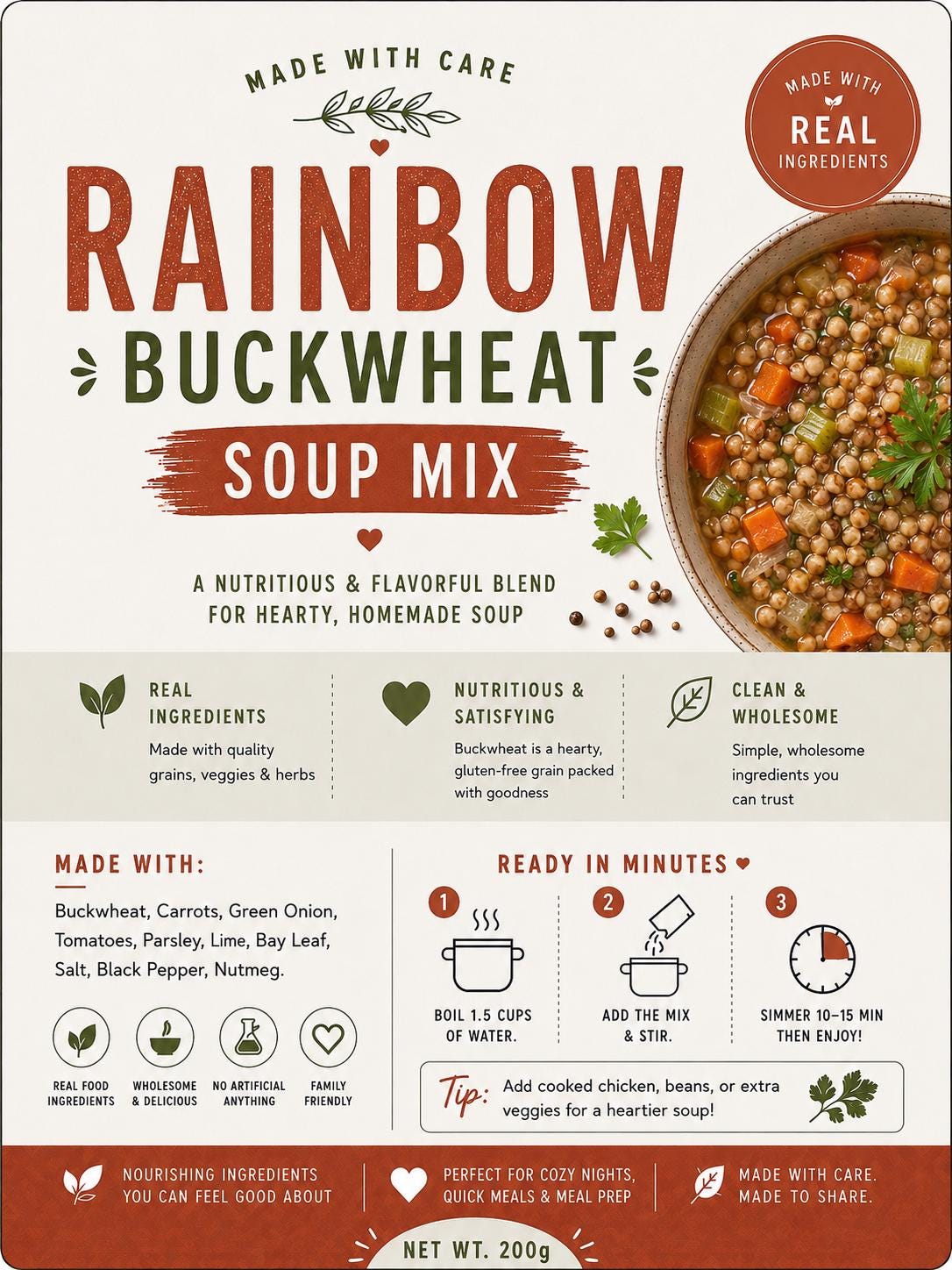 Rainbow Buckwheat Soup | Camping/Hiking Meal | Comfort Food |Easy Dinner Mix | Healthy Soup Mix | Foodie Gift | Housewarming Gift __etsy:8113585313