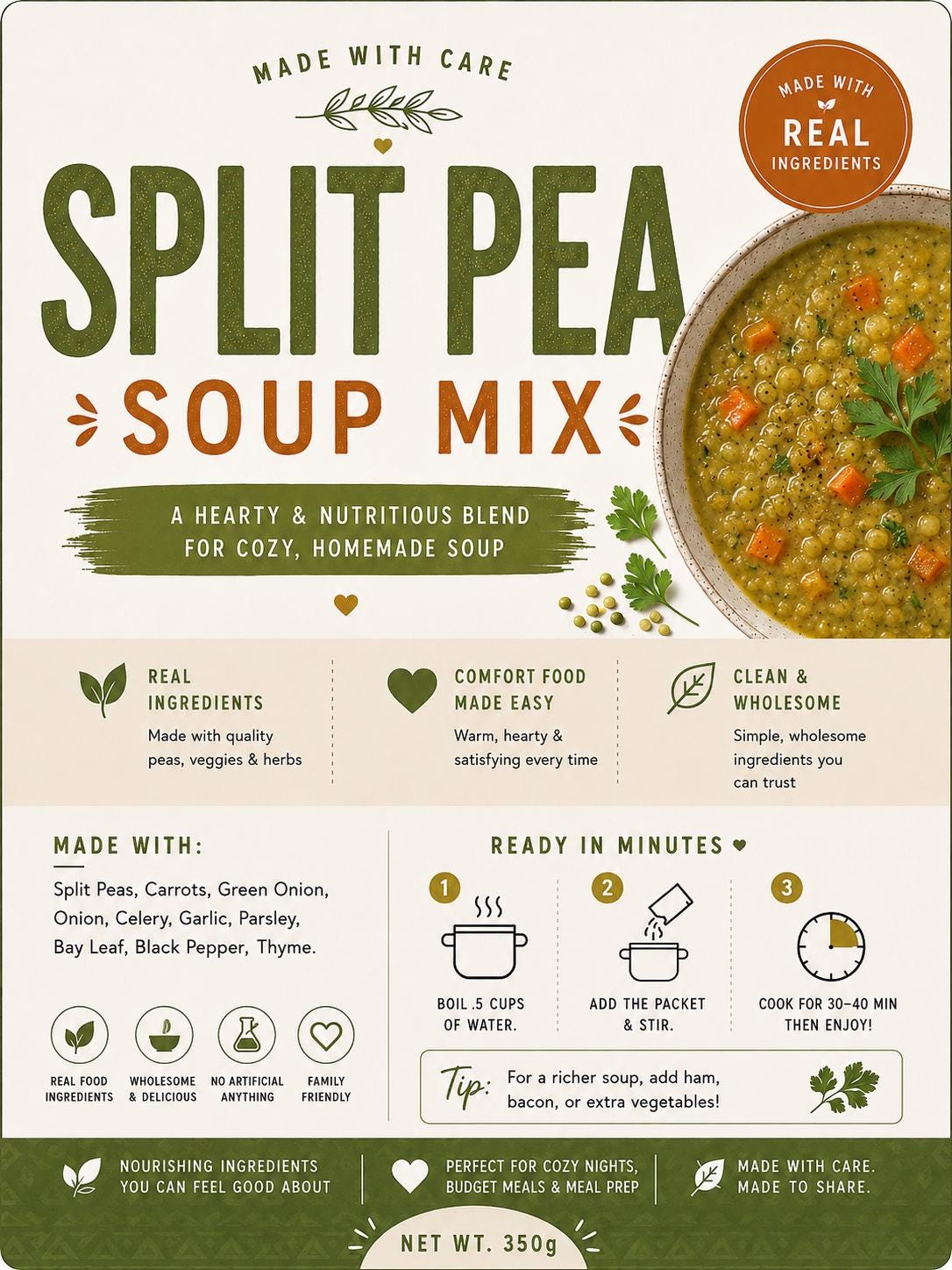 Split Pea Soup Mix | Housewarming Gift | Cozy Comfort Food | Easy Dinner Mix | Dry Soup Mix Gift | Rustic Homemade Comfort Soup __etsy:8113599755